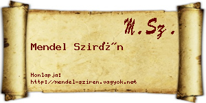 Mendel Szirén névjegykártya
